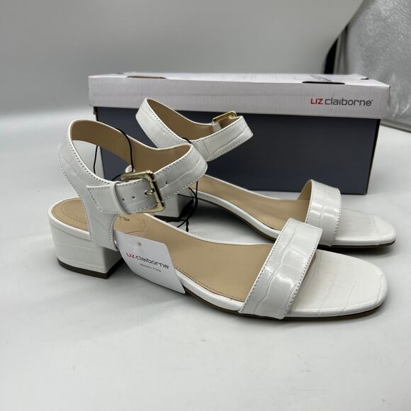 Liz Claiborne Womens Renny Sandals Heel White Croc Size 9.5M - Picture 2 of 15